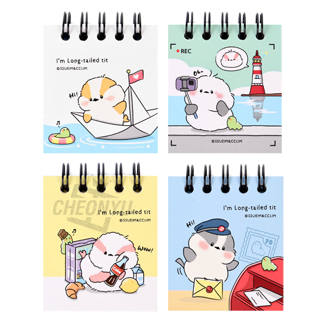 Long-Tailed Tit Puppy Mini Notepad II