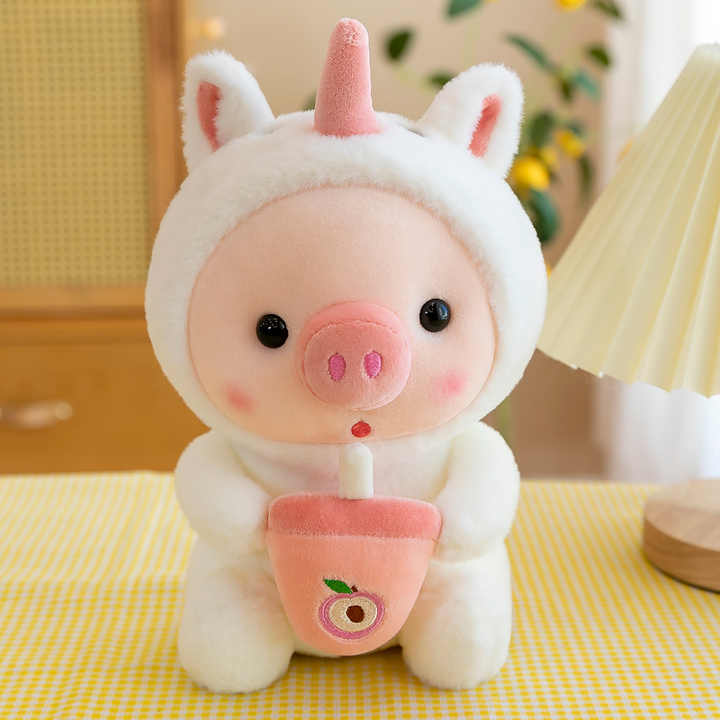 Cute Pig With Boba Plush