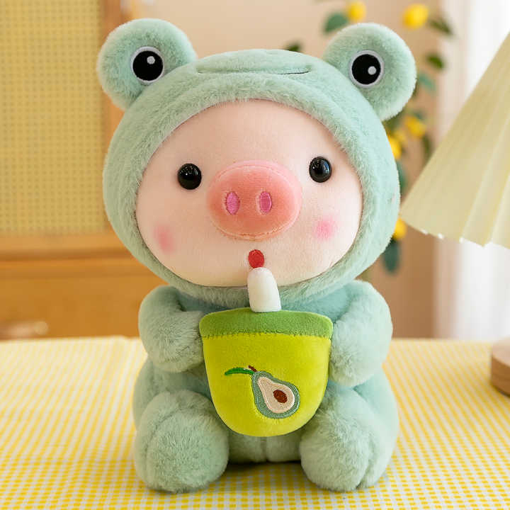 Cute Pig With Boba Plush