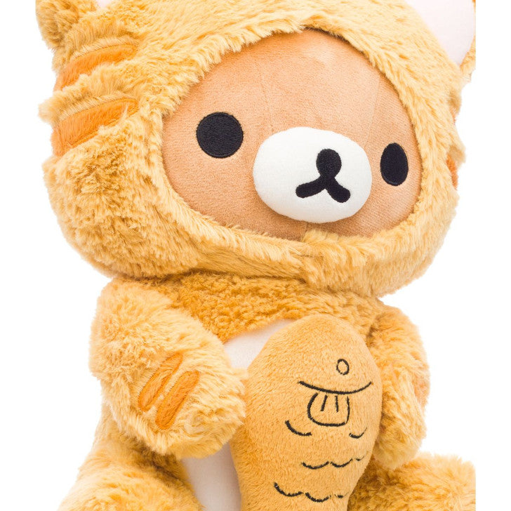 San-X Original: Rilakkuma as Tiger Eating Fish Medium Plush