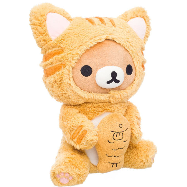San-X Original: Rilakkuma as Tiger Eating Fish Medium Plush