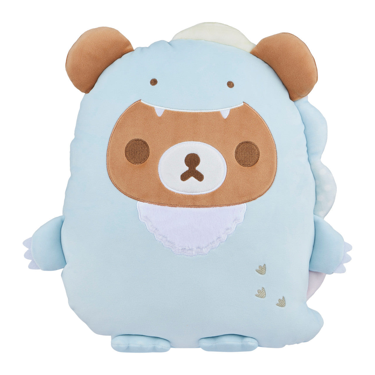 San-X Original - Chairoikoguma Plays with Dino - Pastel Blue Flat Mochi Series Plush