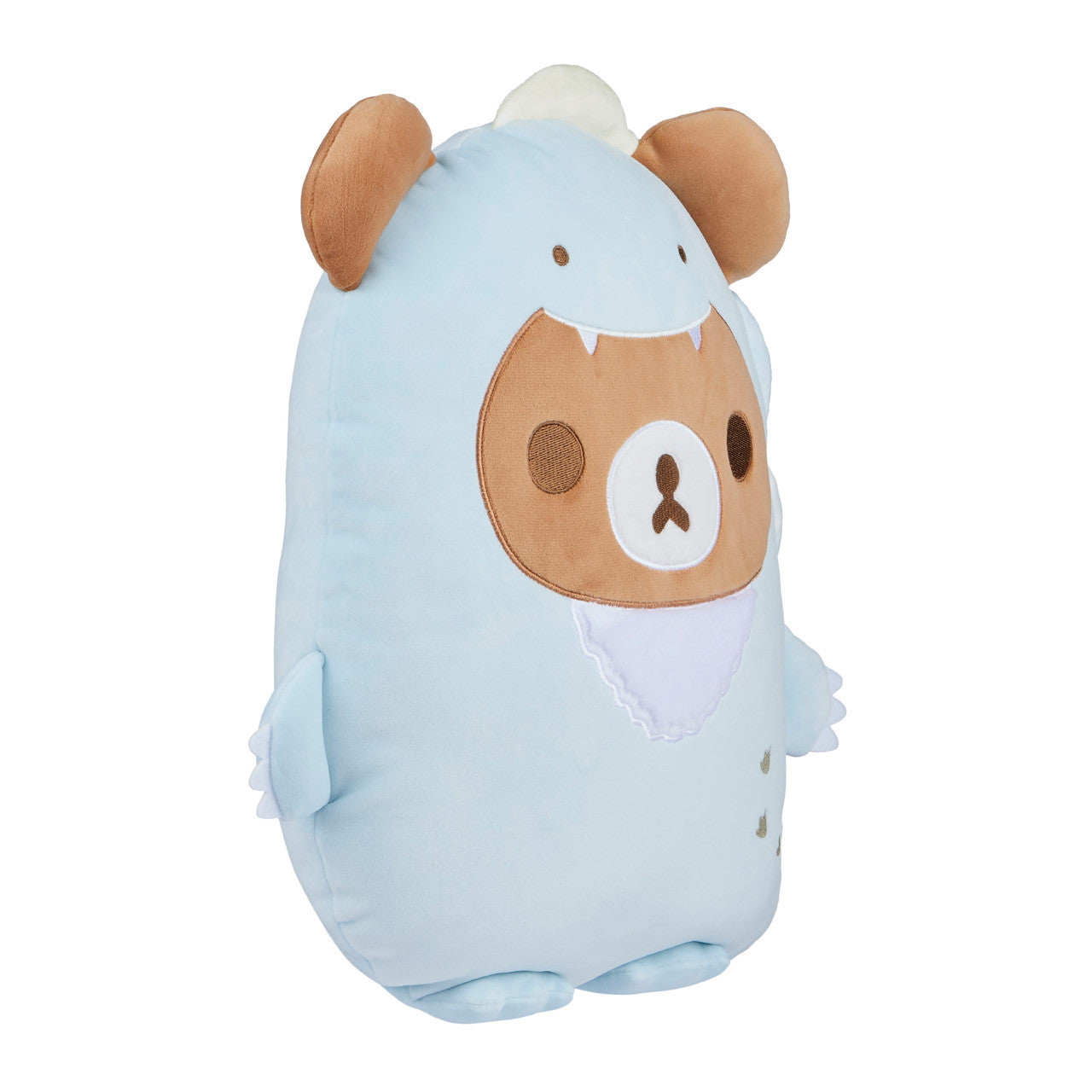 San-X Original - Chairoikoguma Plays with Dino - Pastel Blue Flat Mochi Series Plush