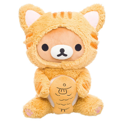 San-X Original: Rilakkuma as Tiger Eating Fish Medium Plush
