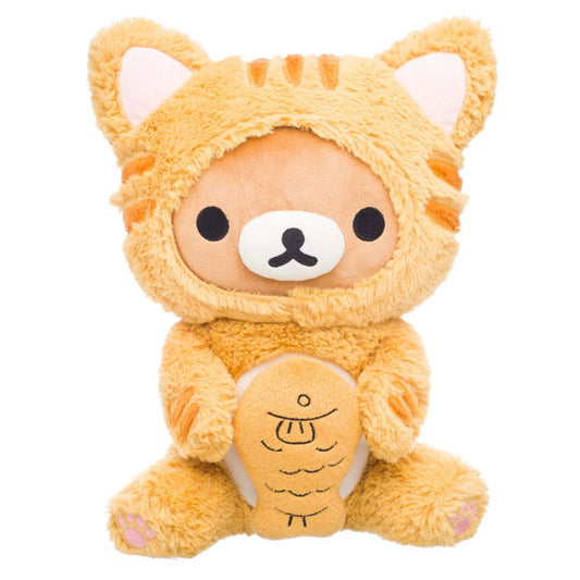 San-X Original: Rilakkuma as Tiger Eating Fish Medium Plush