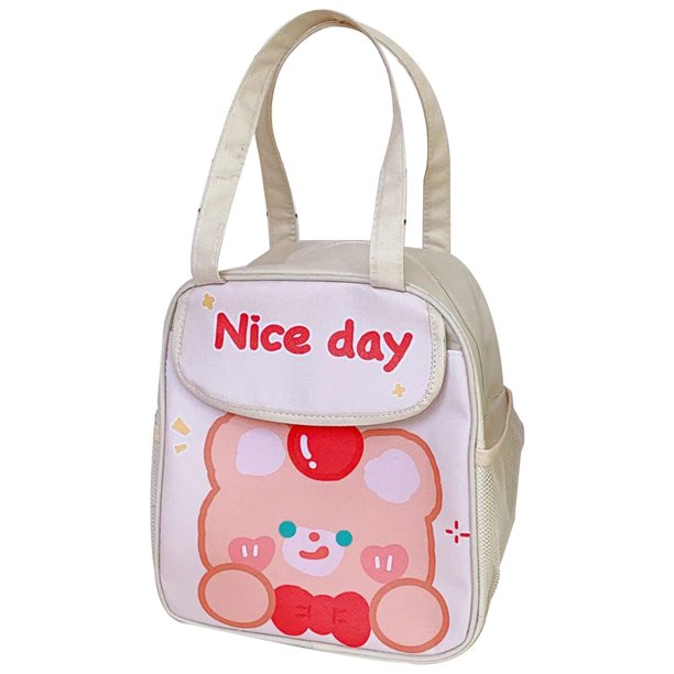 Kawaii Bear & Rabbit Pattern Lunch Bag