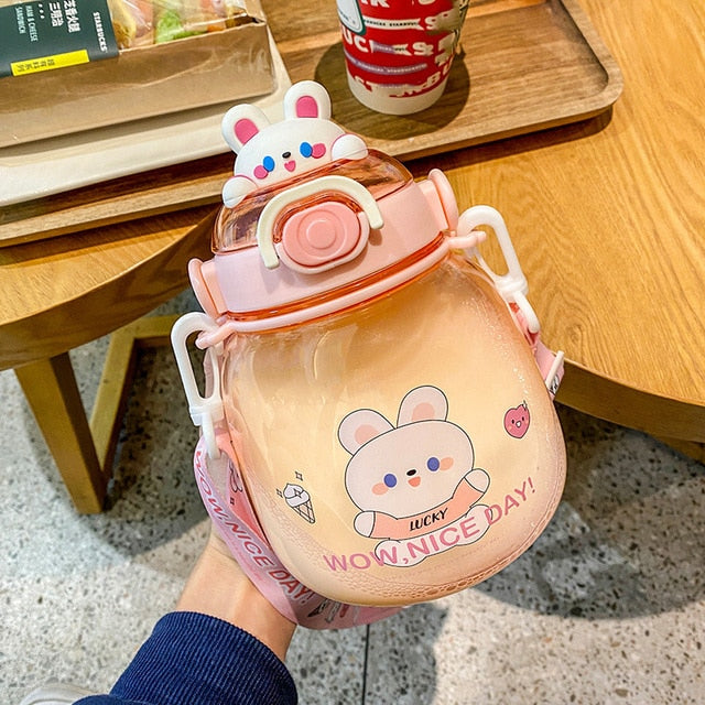 Cute Bear Water Bottle with Straw
