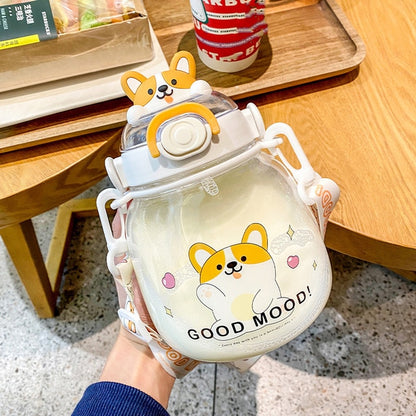 Cute Bear Water Bottle with Straw
