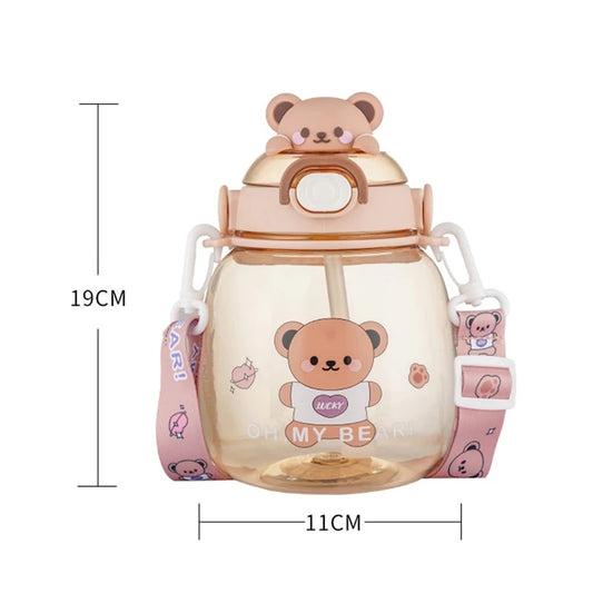 Cute Bear Water Bottle with Straw