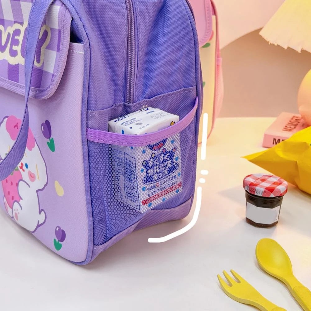 Kawaii Bear & Rabbit Pattern Lunch Bag