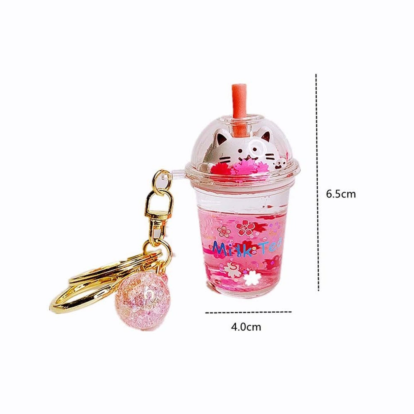 Milk Tea W/Cat face Keychain