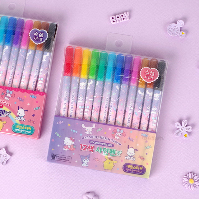 Sanrio 12 Colors Markers With Labels