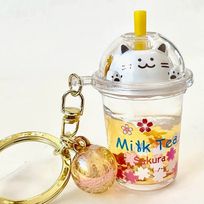 Milk Tea W/Cat face Keychain