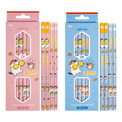 Orange Cat Pencil Set 4 Piece Set